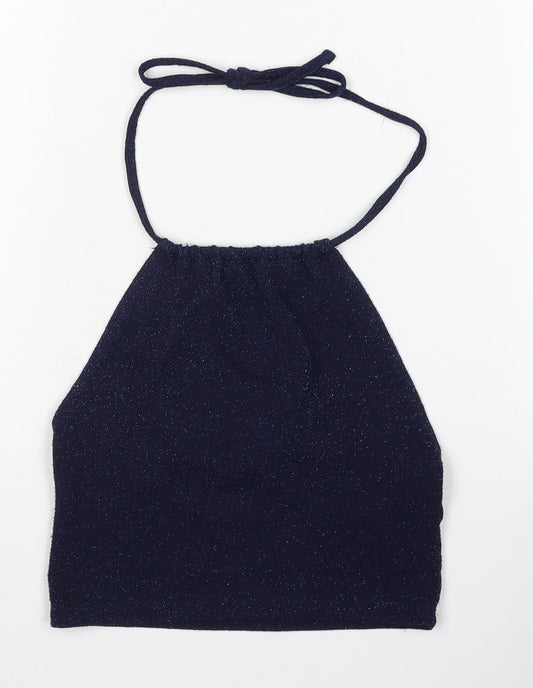 Additional front view of Pacific Republic Blue Halter Top for Teens