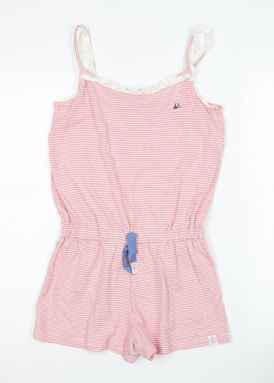 Additional front view of Mantaray girls’ pink striped playsuit 13-14 years