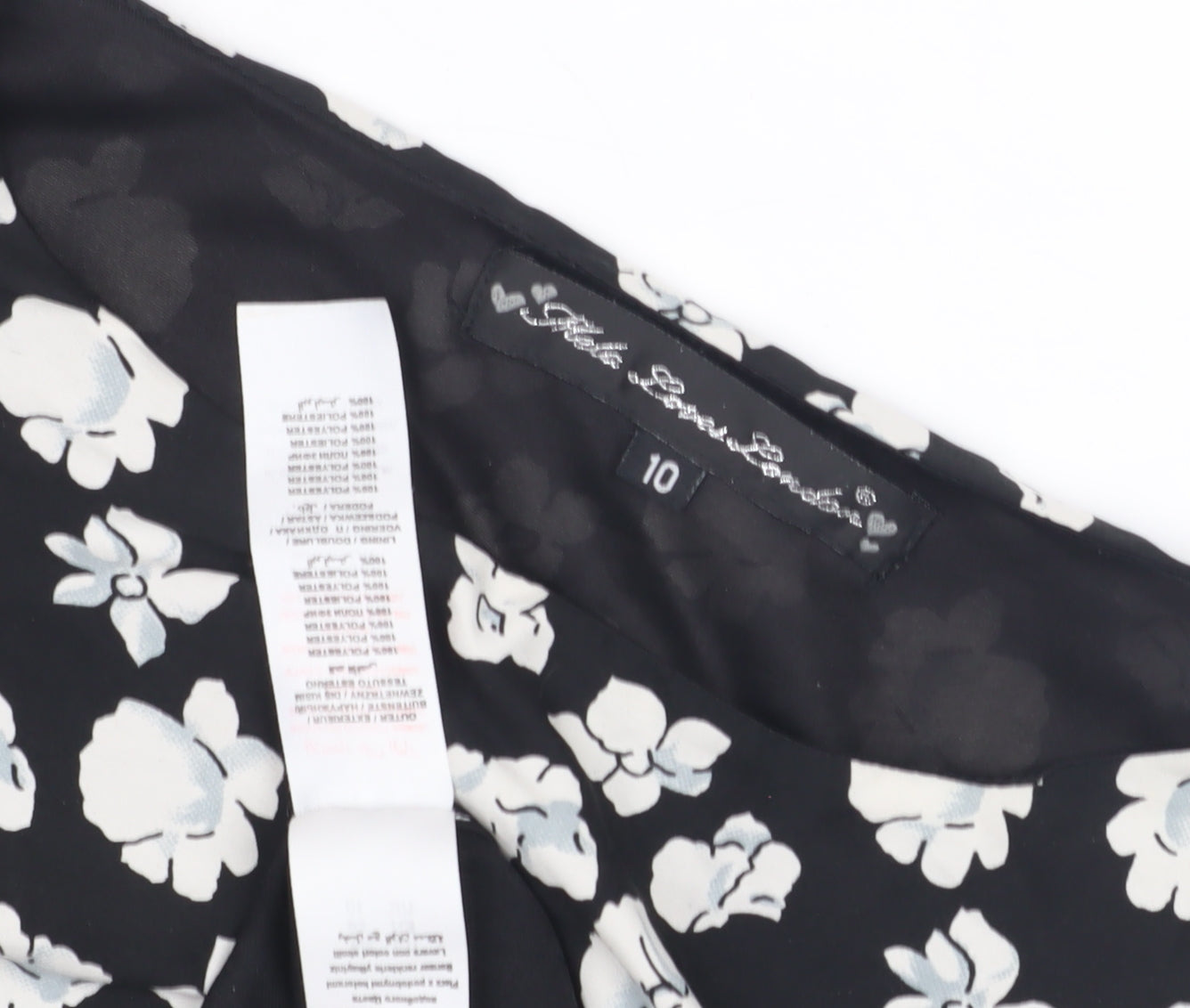 Mela Loves London Women's Black Floral A-Line Dress, Size 10, Casual Chic