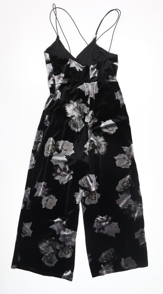 Nobody's Child Women's Black Floral Jumpsuit Size 8