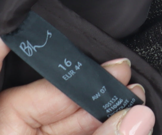 BHS Women's Brown Wool-Blend Skirt Size 16