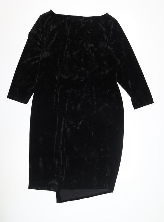 Saloos Women's Black Velour Dress, Size 16