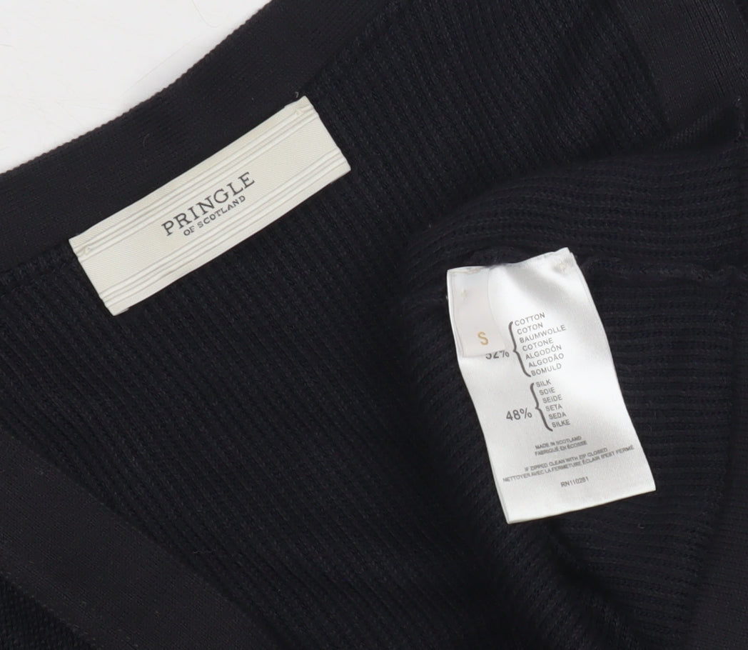 Pringle Black Cardigan Men’s S V-Neck Silk Blend
