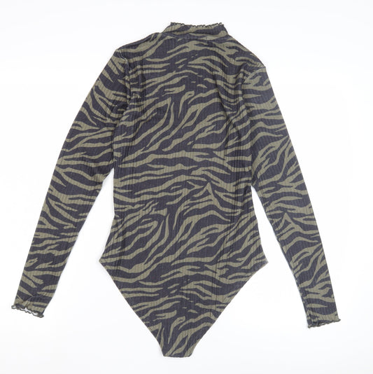 New Look Women's Grey Animal Print Bodysuit Size 12