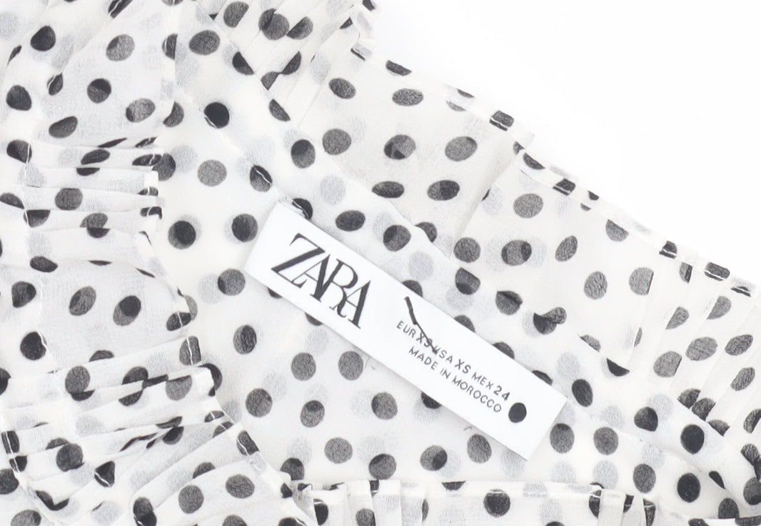 Womens UK Size XS Zara White Basic Button-Up