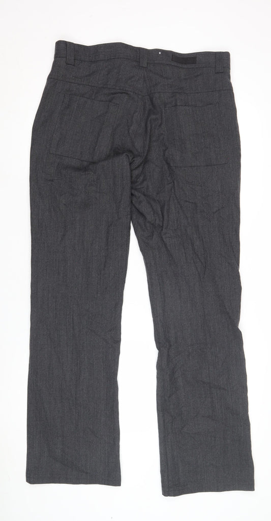 Next Men's Grey Bootcut Trousers 34L Polyester Wool