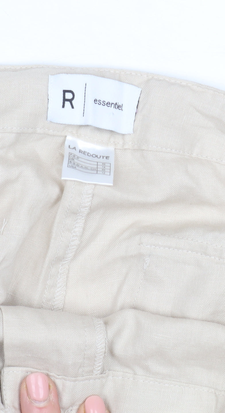 Womens UK Size 14 La Redoute Relaxed Fit Casual Beige Trousers
