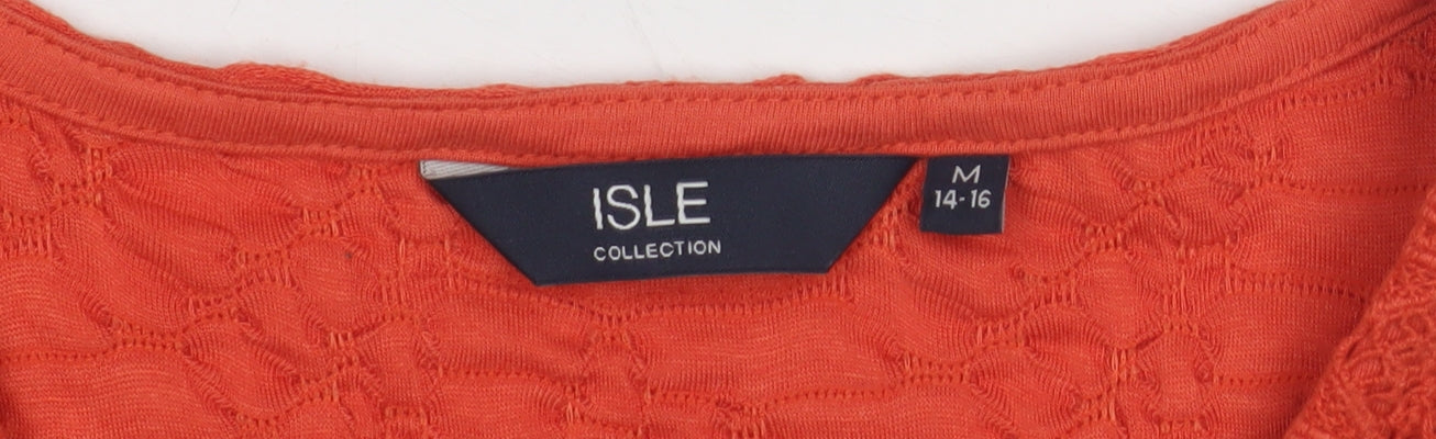 Womens UK Size M Isle Orange Basic T-Shirt