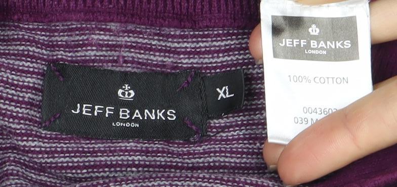 Jeff Banks Men's Purple XL Striped Knit Jumper