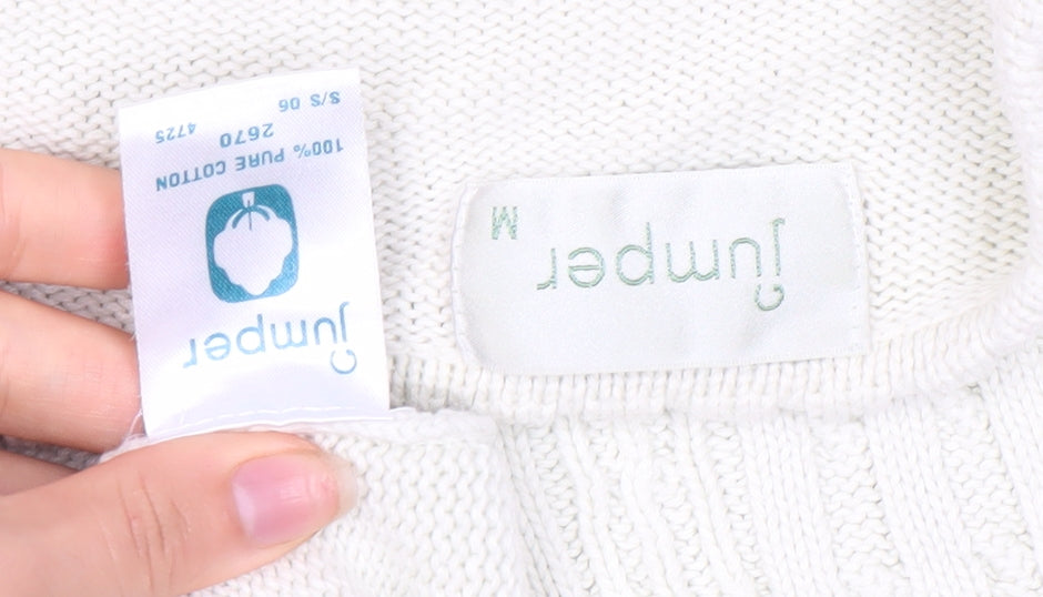 Womens UK Size M Jumper White Pullover Jumper