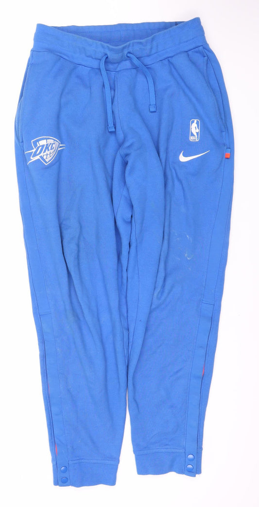 Additional front view of Nike Blue Track Pants, Medium, unisex, sportswear