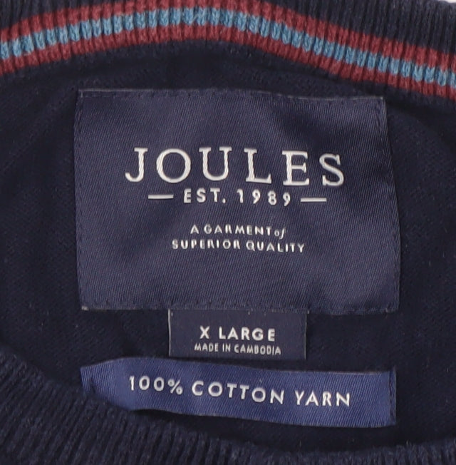 Joules Men's XL Blue Cotton Crew Neck Pullover Jumper