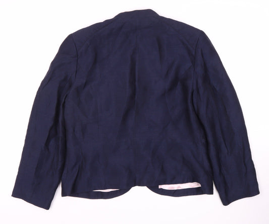 Jacques Vert Women's Blue Blazer, Size 14, One-Button, Classic Fit