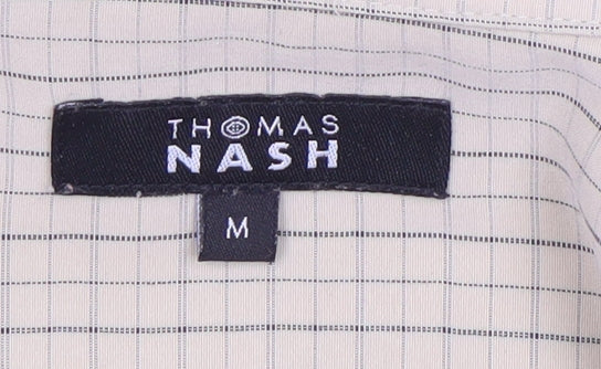 Thomas Nash Men's Beige Check Short Sleeve Shirt M