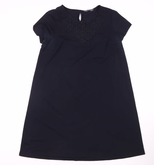 BHS Women's Black A-Line Dress Size 12 Short Sleeve