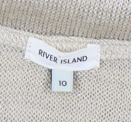 Womens UK Size 10 River Island Beige Basic Tank