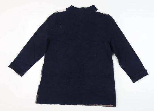 Max Studio Women's L Blue Check Mock Neck Jumper