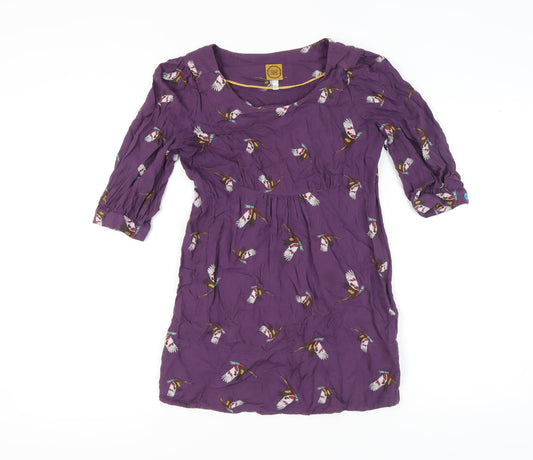 Womens UK Size XS Joules Purple Tunic Blouse