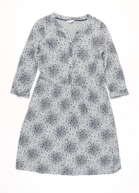 Additional front view of Boden Women's Grey Floral Long Sleeve Dress, size 10