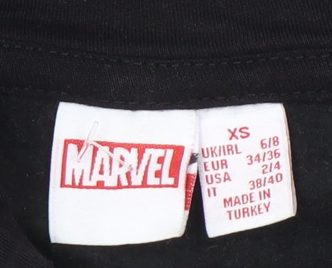 Marvel Unisex XS Black Pullover Hoodie with Graphic Print