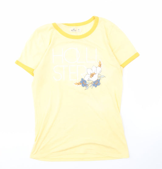 Womens UK Size M Hollister Yellow Ringer T-Shirt