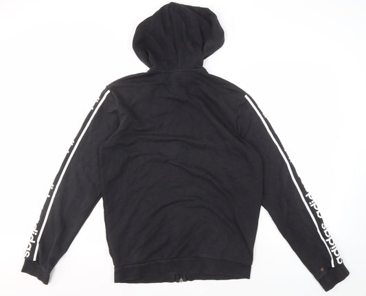 Adidas Men's Black Full Zip Hoodie, Size M, Logo Sleeves