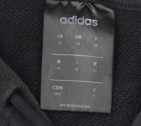 Adidas Men's Black Full Zip Hoodie, Size M, Logo Sleeves