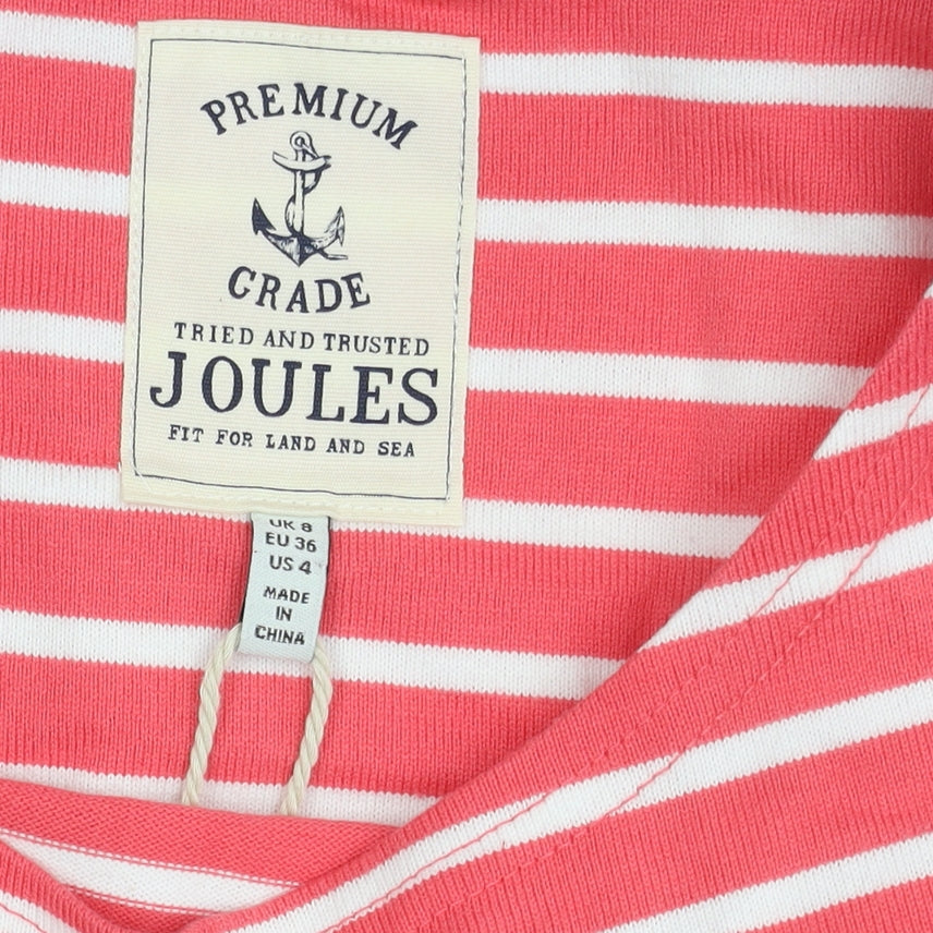 Joules Women's Red Striped T-Shirt Dress, Size 8, Nautical Style