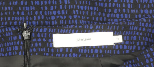 John Lewis Women's Blue Geometric Pencil Skirt, Size 12