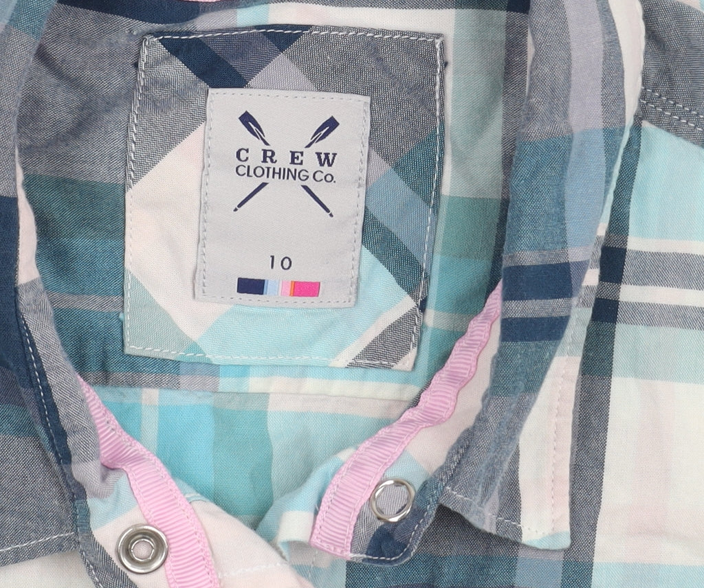 Womens UK Size 10 Crew Clothing Co. Blue Basic Button-Up