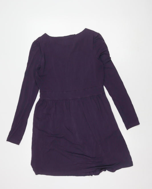 Joules Women's Purple Cotton Dress, Size 12, Scoop Neck