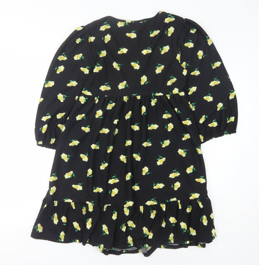 Miss Selfridge Women's Black Floral Dress UK 10