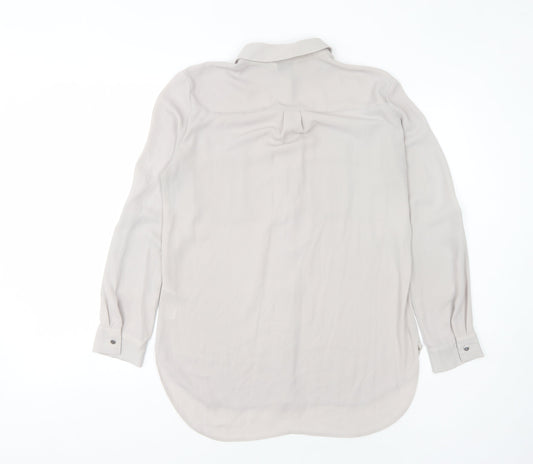 Womens UK Size 10 Miss Selfridge Grey Basic Button-Up