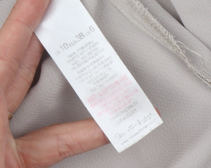 Womens UK Size 10 Miss Selfridge Grey Basic Button-Up