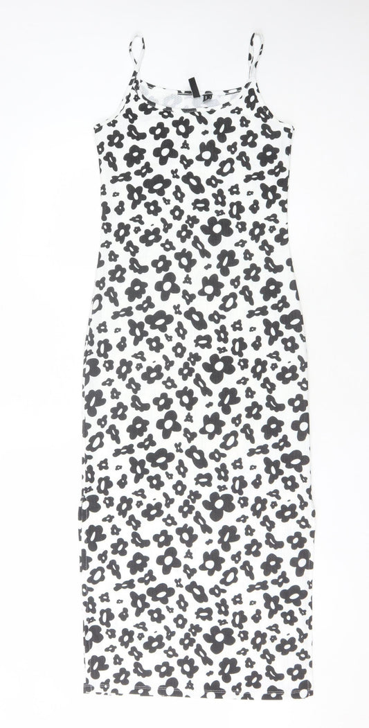 Pieces Women's White Floral Midi Slip Dress Size 8