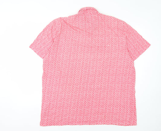 Next Men's Pink 2XL Polo Shirt - Graphic Print Casual