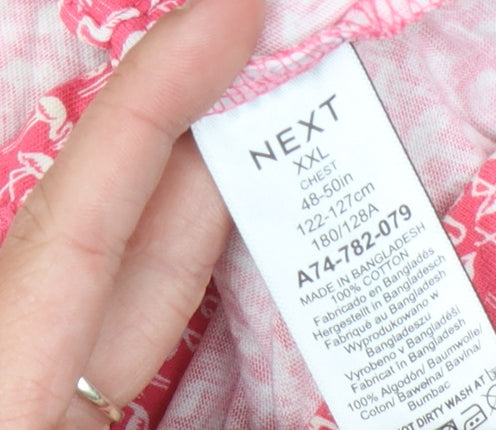 Next Men's Pink 2XL Polo Shirt - Graphic Print Casual