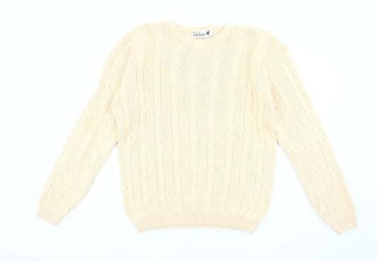 Tulchan Men's Beige Cable-Knit Pullover Jumper M