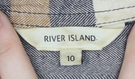 Womens UK Size 10 River Island Multicoloured Basic Button-Up