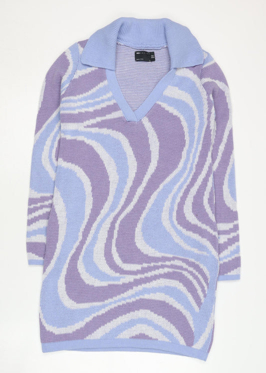 Additional front view of Asos Women's Purple Blue Jumper Dress, size 10
