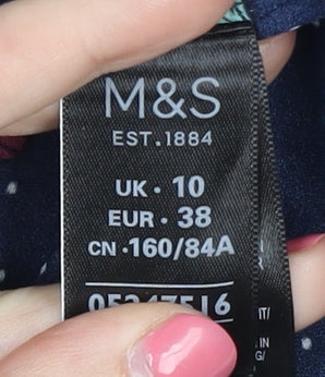 Womens UK Size 10 Marks and Spencer Blue Basic T-Shirt