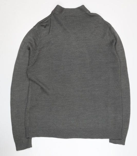 Mens UK Size L Brave Soul Grey 1/4 Zip Sweatshirt