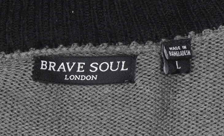 Mens UK Size L Brave Soul Grey 1/4 Zip Sweatshirt