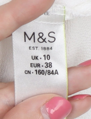 Womens UK Size 10 Marks and Spencer White Basic T-Shirt