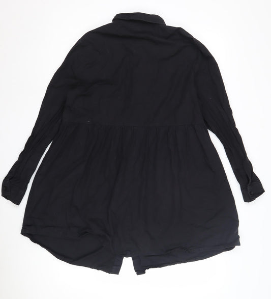 Womens UK Size 10 ASOS Black Basic Button-Up