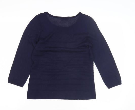 Monsoon Women's Blue 3/4 Sleeve Pullover Jumper Size 10