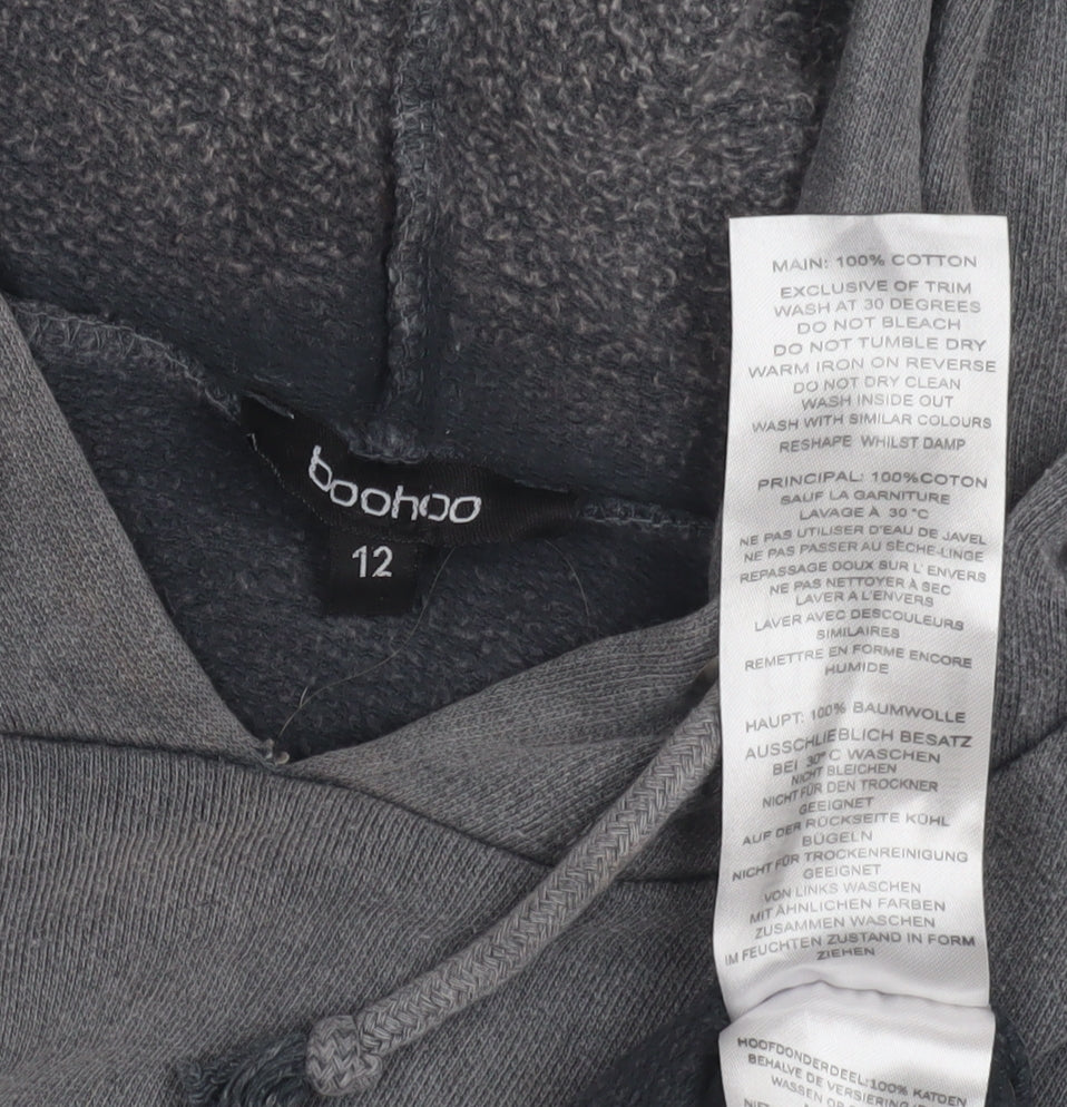 Unisex Adults UK Size 12 Plus Boohoo Grey Pullover Hoodie