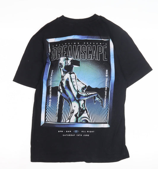 Mens UK Size XS COLLUSION Black T-Shirt