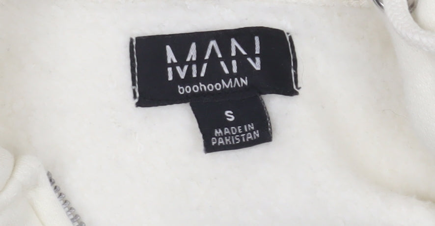 Mens UK Size S boohooMAN White Full Zip Hoodie