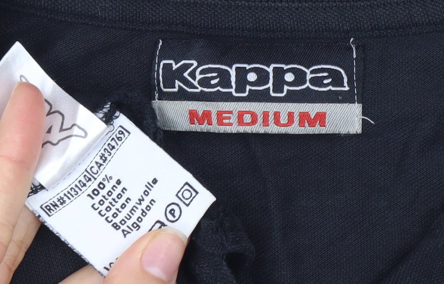 Kappa Men's Black Polo Shirt - Medium, Casual Stylish Wear